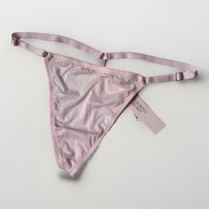 NWT Victoria's Secret V-String Thong Panty Pink Adjustable Straps Size Small